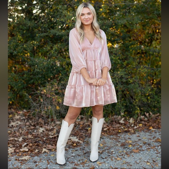 Glam Apparel Pink Tiered Dress - Picture 3 of 6